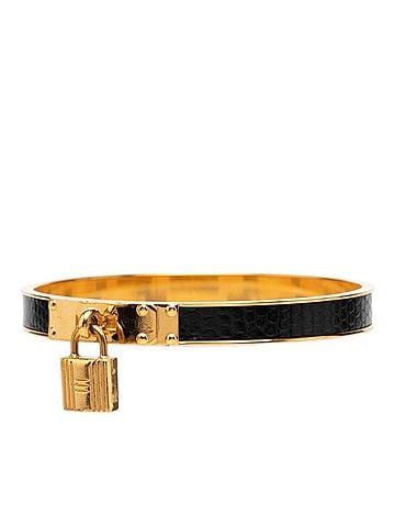 Hermès Hermes Kelly Bangle, Cadena Motif Gold and Black Plated Leather, Women's HERMES (view 2)