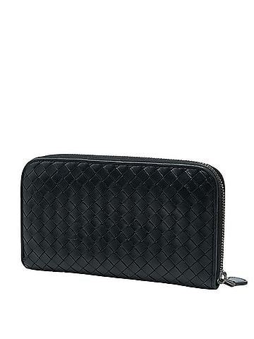 Bottega Veneta Bottega Veneta Intrecciato Round Zip Long Wallet, Black Leather, Men's BOTTEGAVENETA (view 2)