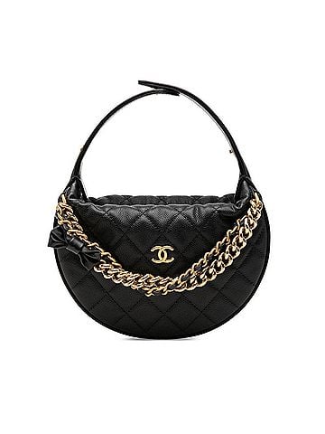Chanel Chanel Coco Mark Matelassé Mini Hobo Handbag, Ribbon Chain, Black Caviar Leather, Women's CHANEL (view 1)