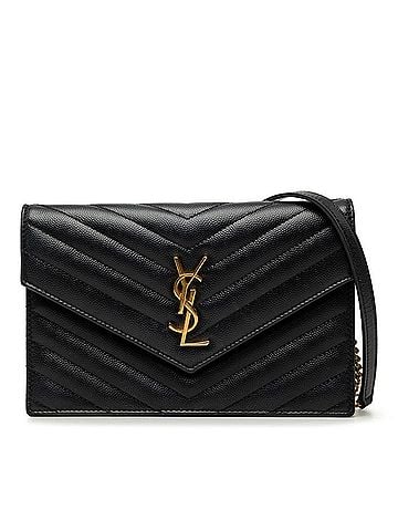 Saint Laurent Saint Laurent Cassandra Envelope YSL Logo Crossbody Wallet Chain Shoulder Bag 393953 Navy Leather Women's SAINT LAURENT (view 1)