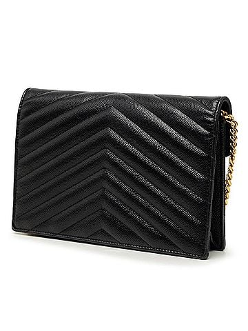 Saint Laurent Saint Laurent Cassandra Envelope YSL Logo Crossbody Wallet Chain Shoulder Bag 393953 Navy Leather Women's SAINT LAURENT (view 2)