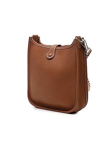 Hermès Hermes Evelyne TPM Amazon Crossbody Shoulder Bag, Gold/Brown, Silver Hardware, Taurillon Clemence Leather, Women's. (view 2)