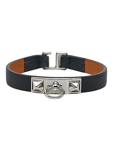Hermès Hermes Rivale Mini Bracelet, Size T2, Black, Silver Hardware, Swift Leather, Women's. (view 1)