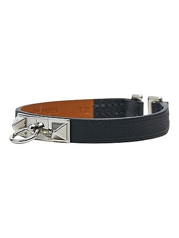 Hermès Hermes Rivale Mini Bracelet, Size T2, Black, Silver Hardware, Swift Leather, Women's. (view 2)
