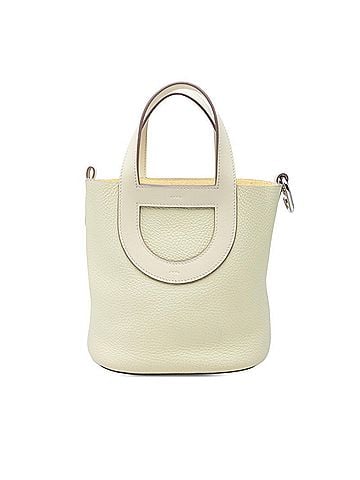 Hermès Hermes In the Loop 18 Handbag, Jaune Milton (light yellow), silver hardware, Taurillon Clemence Swift leather, women's. (view 2)