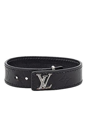 Louis Vuitton Louis Vuitton Monogram LV Slim Shadow Bracelet, Size 19, M4165, Black Leather, Women's. (view 1)