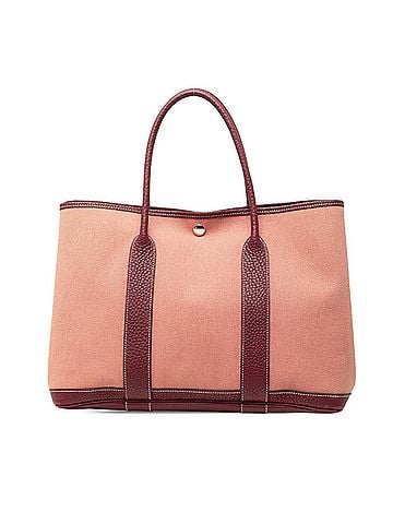 Hermès Hermes Garden Party MM Canvas Tote Bag, ?O stamp, Pink/Brown Toile H Leather, Women's HERMES (view 1)