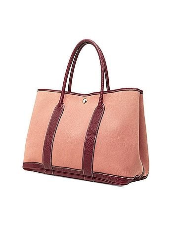 Hermès Hermes Garden Party MM Canvas Tote Bag, ?O stamp, Pink/Brown Toile H Leather, Women's HERMES (view 2)