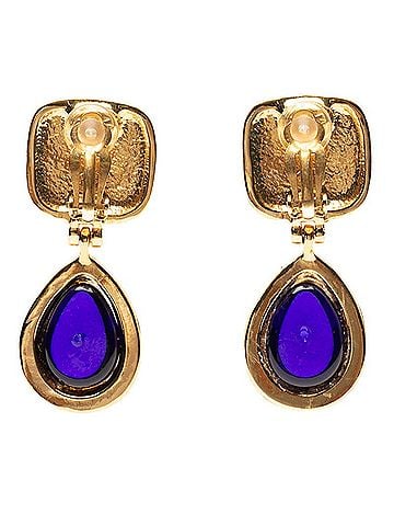 Chanel Chanel Vintage Coco Mark 97P Earrings, Gold/Blue Plated, Stone, Women's CHANEL (view 2)