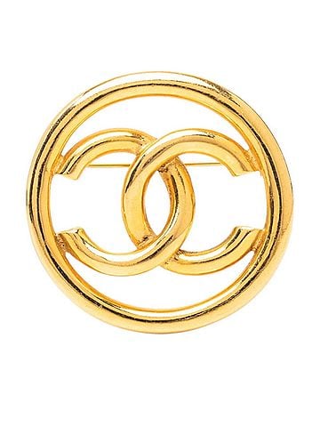 Chanel Chanel Coco Mark Vintage Round Brooch, 93P Stamp, Gold Plated, Women's CHANEL (view 1)