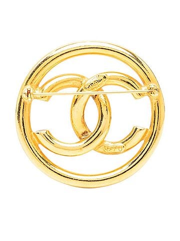 Chanel Chanel Coco Mark Vintage Round Brooch, 93P Stamp, Gold Plated, Women's CHANEL (view 2)