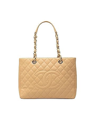 Chanel Chanel Coco Mark GST Grand Shopping Tote Chain Shoulder Bag A50995 Beige Caviar Skin Women's CHANEL (view 1)
