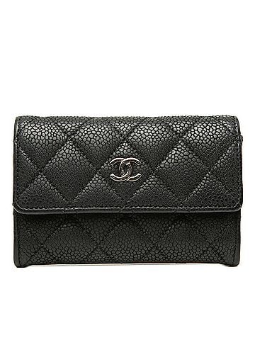 Chanel Chanel Matelassé Coco Mark Business Card Holder/Card Case Wallet/Coin Purse Holder Coin Black Caviar Leather Women's CHANEL (view 1)