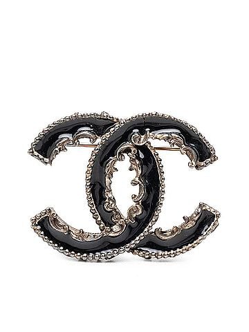 Chanel Chanel Coco Mark Brooch, 13K Stamped, Gold, Black Metal, Resin, Women's CHANEL (view 1)