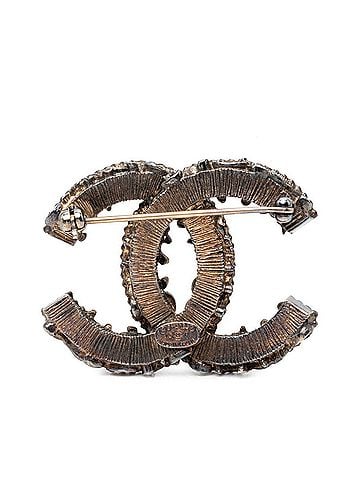 Chanel Chanel Coco Mark Brooch, 13K Stamped, Gold, Black Metal, Resin, Women's CHANEL (view 2)