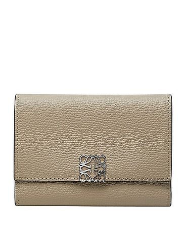 Loewe Loewe Anagram Tri-fold Wallet, Beige Leather, Women's (view 1)