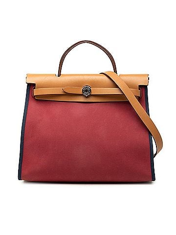 Hermès Hermes Herbag Zip PM Handbag Shoulder Bag 2-Way Red Navy Canvas Leather Women's HERMES (view 1)