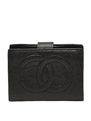 Chanel Chanel Coco Mark Bi-fold Wallet, Coin Purse with Clasp, Black Caviar Leather, Women's CHANEL (view 1)