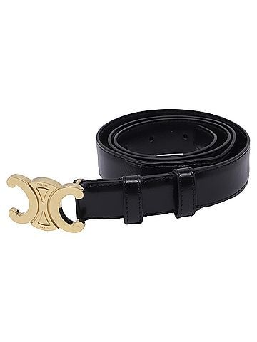 Céline Celine Triomphe Buckled Belt in Black Leather (view 2)