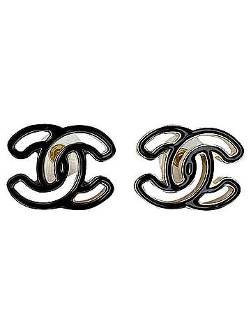 Chanel Chanel CC Enamel Stud Earrings in Black Resin (view 1)