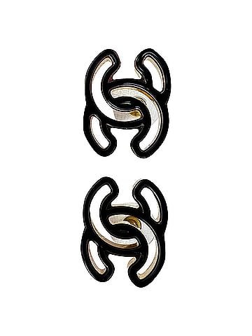 Chanel Chanel CC Enamel Stud Earrings in Black Resin (view 2)
