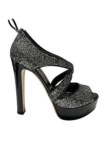 Miu Miu Miu Miu Glitter Embellished Platform Sandals in Black Patent Leather (view 1)