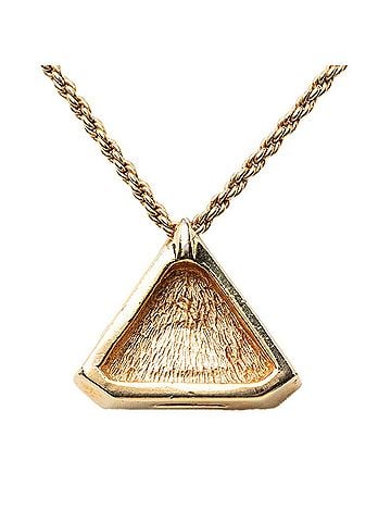 Christian Dior Christian Dior Dior Logo Triangle Motif Necklace, Gold and Black Plated Rhinestones, Women's. (view 2)