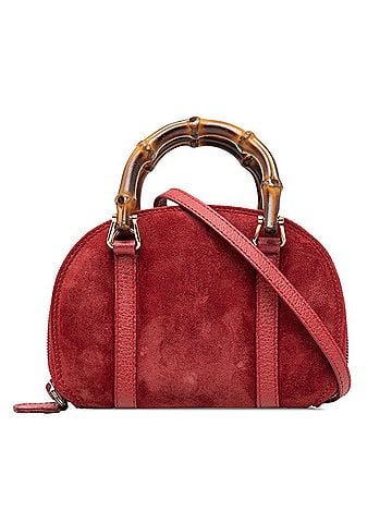 Gucci Gucci Bamboo Mini Handbag 2-Way Crossbody Shoulder Bag 039 1705 0701 Red Suede Leather Women's GUCCI (view 1)