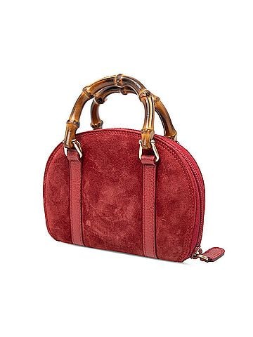 Gucci Gucci Bamboo Mini Handbag 2-Way Crossbody Shoulder Bag 039 1705 0701 Red Suede Leather Women's GUCCI (view 2)