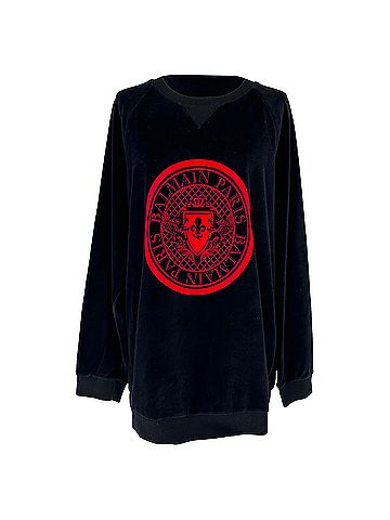 Balmain Balmain Velvet Coin Sweater in Black Cotton (view 1)