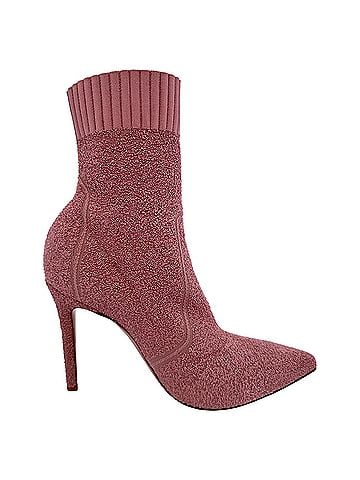 Gianvito Rossi Gianvito Rossi Boucle Knit Fiona Ankle Booties in Pink Synthetic (view 1)