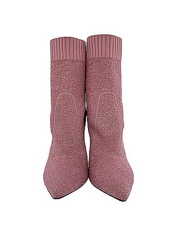 Gianvito Rossi Gianvito Rossi Boucle Knit Fiona Ankle Booties in Pink Synthetic (view 2)