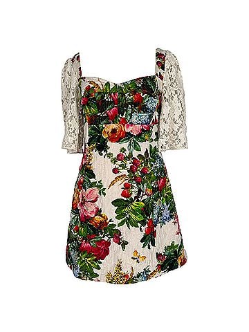Dolce & Gabbana Dolce &amp; Gabbana Floral Jacquard Mini Dress in Multicolor Cotton (view 1)