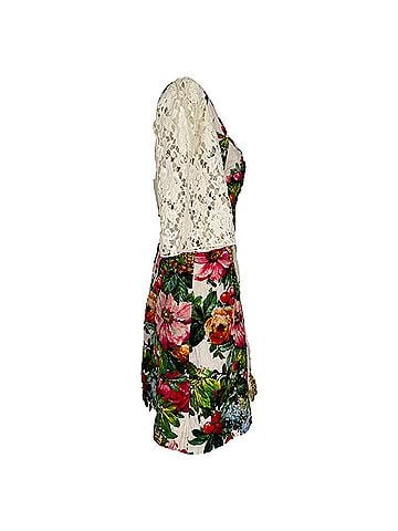 Dolce & Gabbana Dolce &amp; Gabbana Floral Jacquard Mini Dress in Multicolor Cotton (view 2)