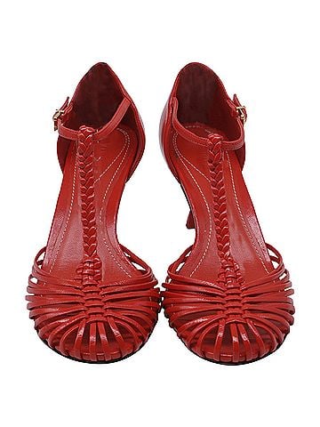 Zimmermann Zimmermann Braided T-Strap Pumps in Red Leather (view 2)