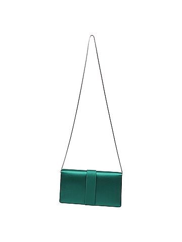 Manolo Blahnik Manolo Blahnik Capri Jewel Buckle Clutch Bag in Green Satin (view 2)