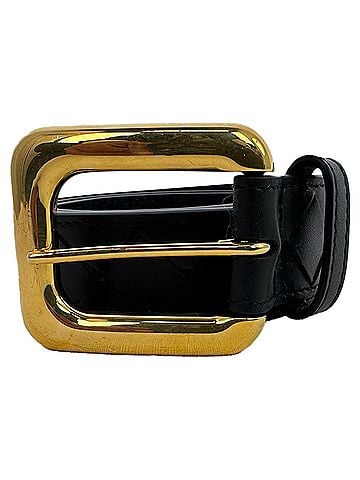 Bottega Veneta Bottega Veneta Contour Intrecciato Belt in Black Calf Leather (view 2)