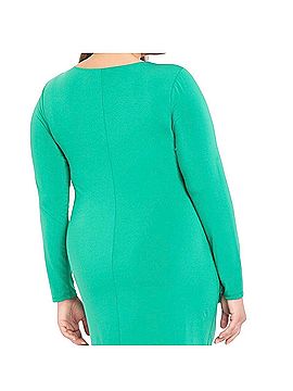 ELOQUII Tie Front Long Sleeve Matte Jersey Dress Casual Dress (view 2)