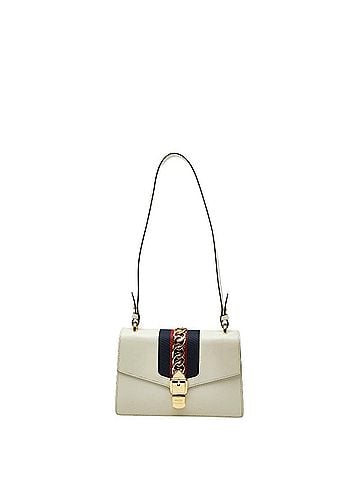 Gucci Gucci Sherry Line Sylvie Shoulder Bag 421882 White Leather Women's GUCCI (view 1)