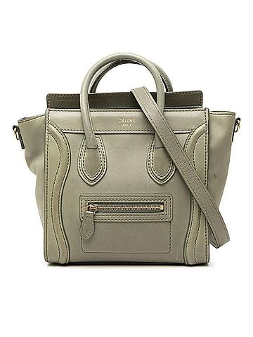 Céline Celine Luggage Nano Shopper Handbag/Shoulder Bag, 2-Way, Khaki Green Leather, Women's. (view 1)
