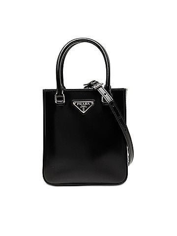 Prada Prada Triangle Logo Plate Handbag Shoulder Bag 2WAY 1BA331 Black Leather Women's PRADA (view 1)