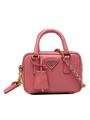 Prada Prada Triangle Logo Plate Mini Handbag Shoulder Bag 2WAY BL0705 Pink Saffiano Leather Women's PRADA (view 1)
