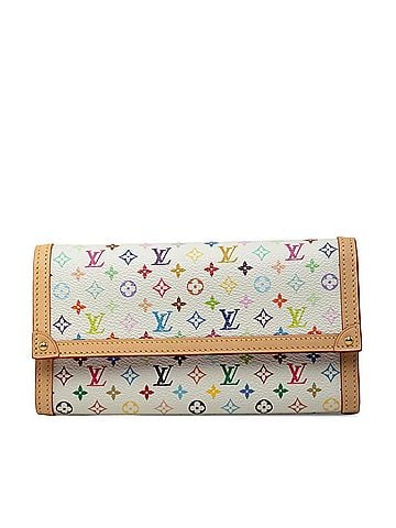 Louis Vuitton Louis Vuitton x Takashi Murakami Monogram Multicolor Portefeuille Sarah NM Long Wallet M13397 Blanc Pink Leather Women's LOUIS VUITTON (view 1)