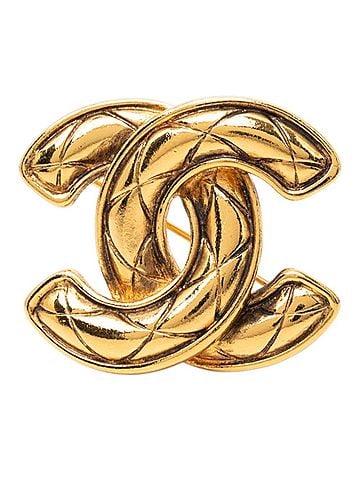 Chanel Chanel Matelassé Coco Mark Brooch, Gold Plated, Women's CHANEL (view 1)
