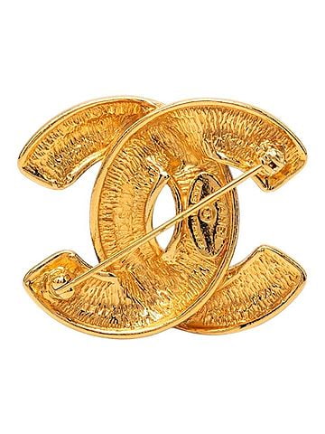 Chanel Chanel Matelassé Coco Mark Brooch, Gold Plated, Women's CHANEL (view 2)