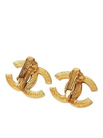 Chanel Chanel Coco Mark Earrings, Gold Plated, Rhinestone, Women's CHANEL (view 2)