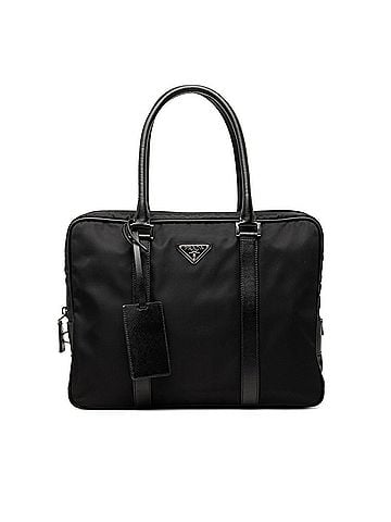 Prada Prada Triangle Logo Plate Business Bag Briefcase Black Nylon Leather Men's PRADA (view 1)