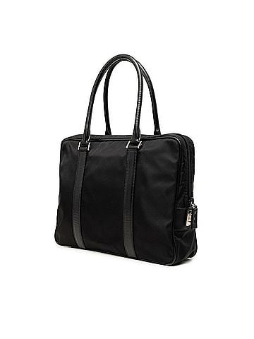 Prada Prada Triangle Logo Plate Business Bag Briefcase Black Nylon Leather Men's PRADA (view 2)