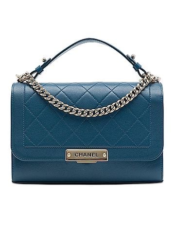 Chanel Medium Quilted Grained Calfskin Label Click Top Handle Flap (view 1)