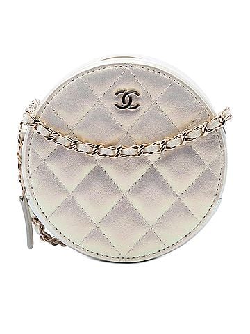 Chanel CC Quilted Iridescent Lambskin Round Clutch With Chain (view 1)